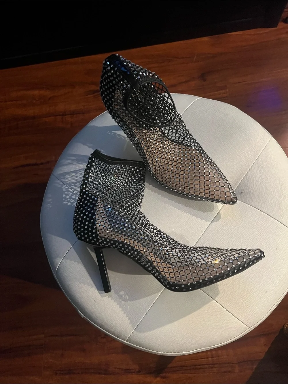 INC International Concepts Black Rhinestone Fishnet Ankle Booties NWT